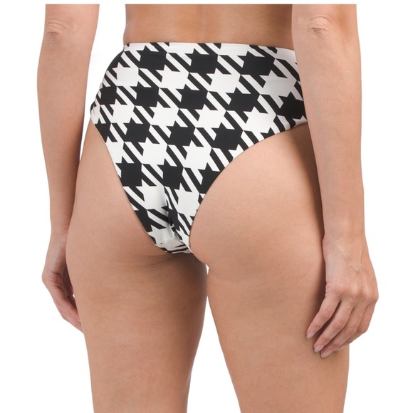 NWT WeWoreWhat Black White Houndstooth Bikini Claudia Top Riviera Bottom XS - Picture 7 of 13